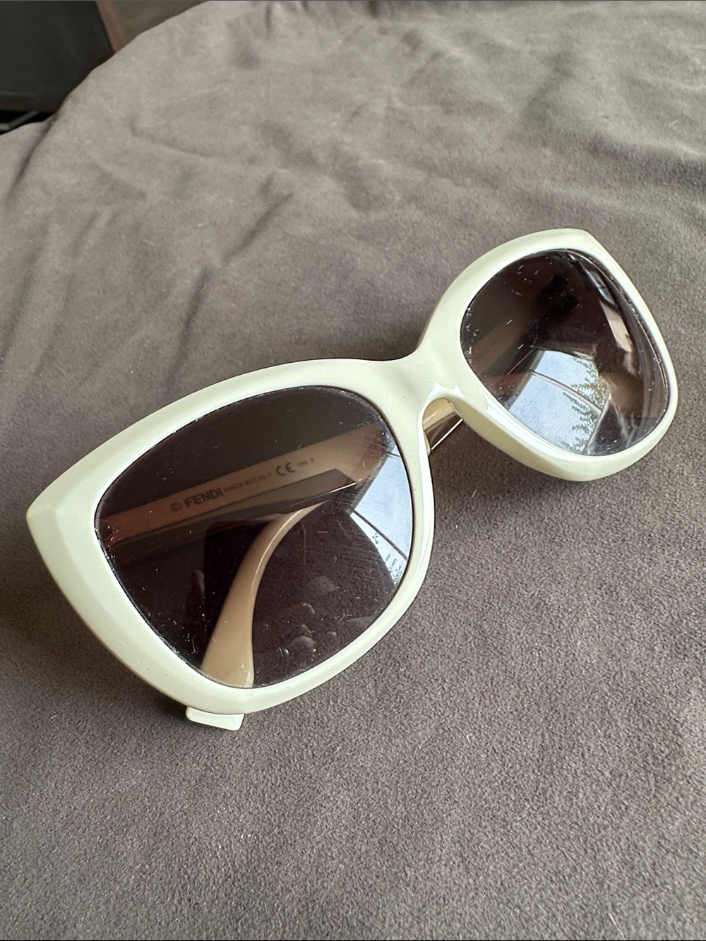 Fendi Oversized Cream Frame Sunglasses with Dark Lenses
